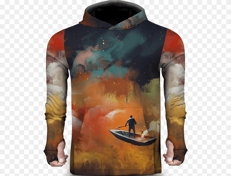 Boat Outer Space Lightweight Sun Hoodie, T-shirt, Clothing, Person, Art Png