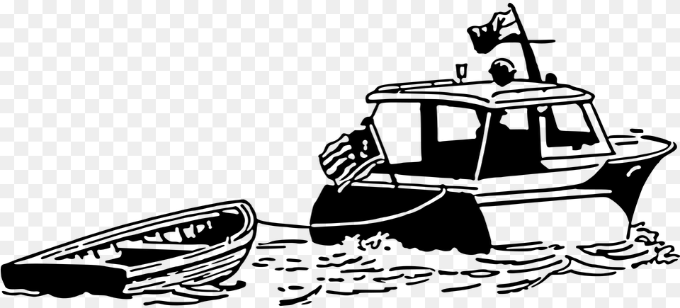 Boat Pulling Another Boat, Gray Png