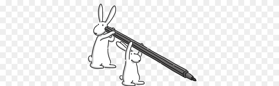 Bob And Bobek Holding Large Pencil, Animal, Mammal, Rabbit, Blade Png Image