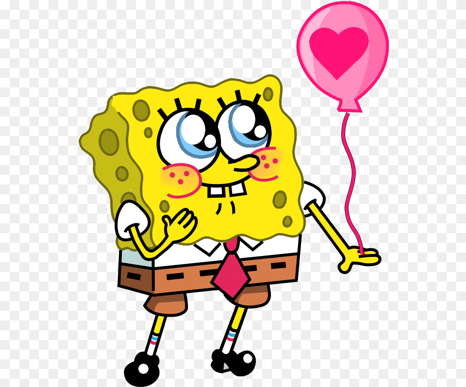Bob Esponja Cute Spongebob Squarepants In Love Cute Spongebob Drawing, Balloon, Animal, Mammal, Wildlife Png