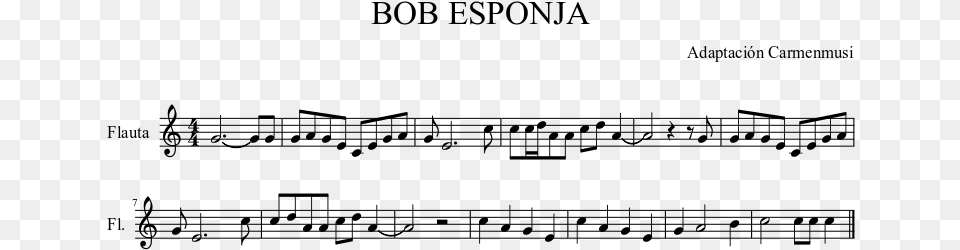 Bob Esponja Sheet Music Composed By Adaptacin Carmenmusi Music, Gray Png