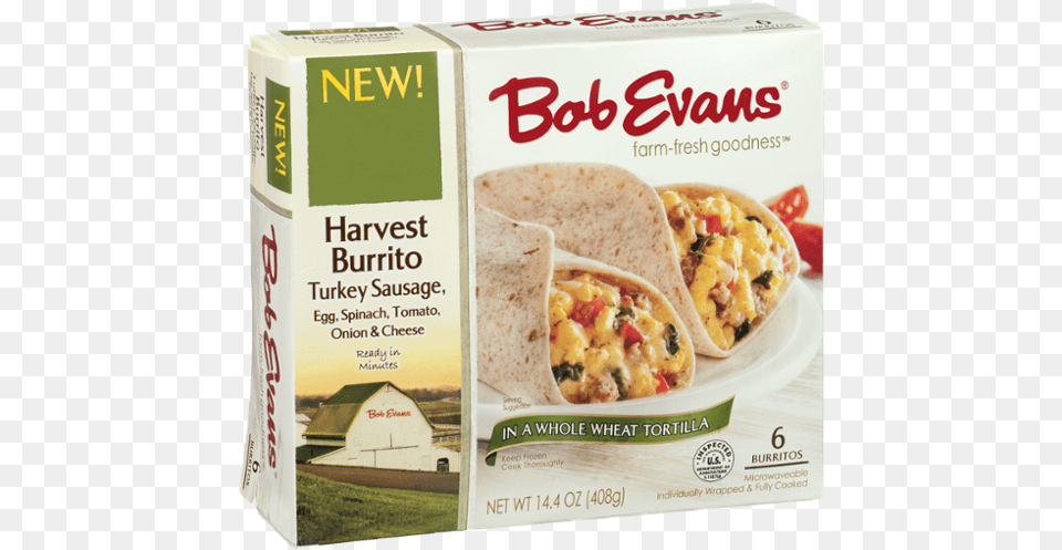 Bob Evans Harvest Burrito Turkey Sausage Egg Spinach Bob Evans Everyday Classics Burritos Egg Amp Cheese, Food, Hot Dog, Sandwich Free Transparent Png