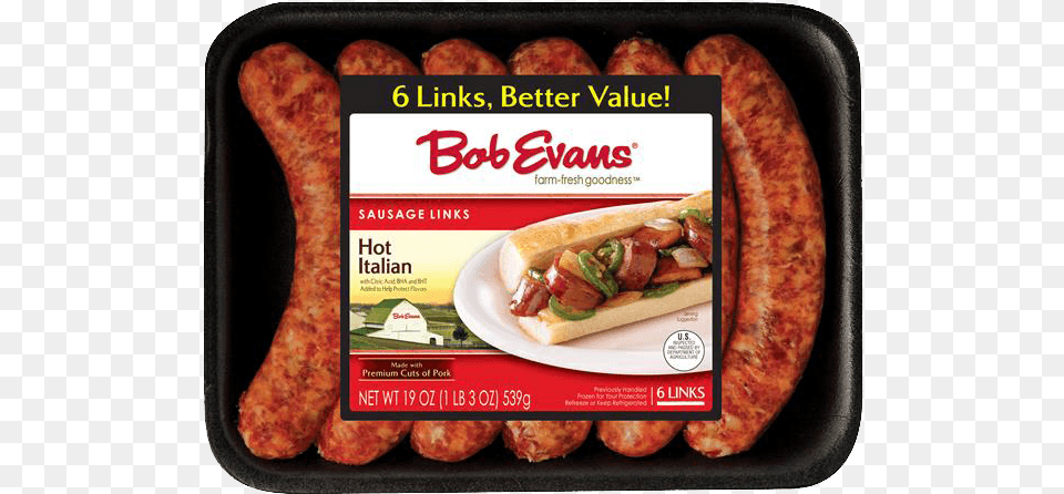 Bob Evans Hot Italian Sausage Bob Evans Italian Sausage, Food, Meat, Pork, Sandwich Free Png