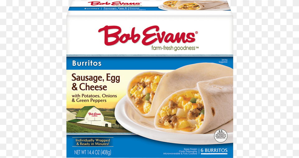 Bob Evans Sausage Egg Cheese Burrito 6 Ct Bob Evans Breakfast Burrito, Food, Sandwich, Advertisement Free Png