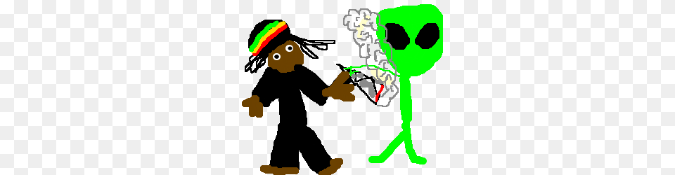 Bob Marley And Alien Enjoying Metal Burrito Drawing, Person, Face, Head Png