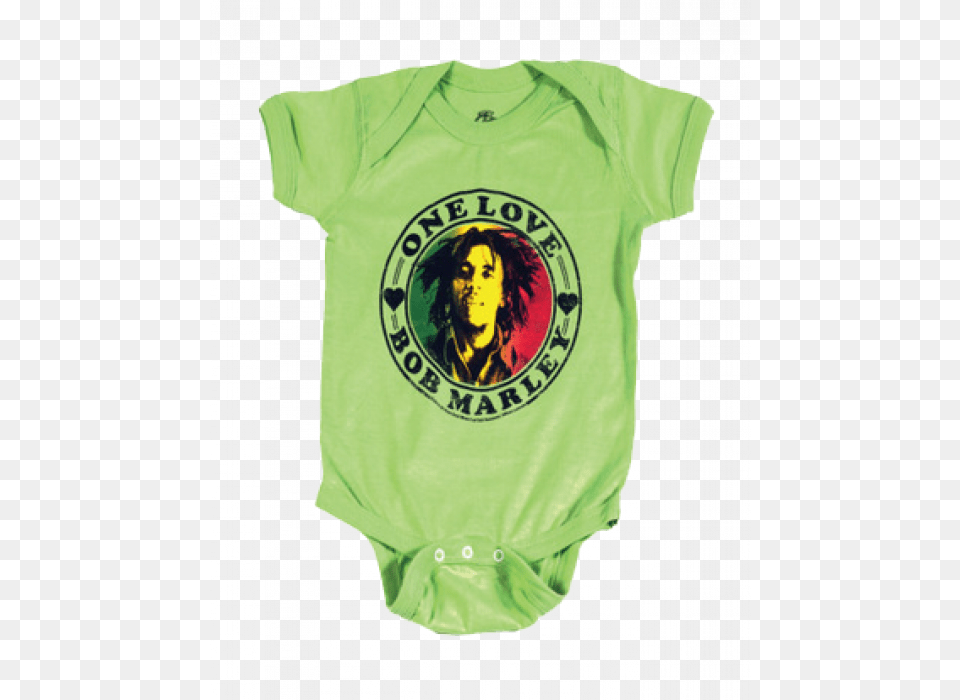 Bob Marley Baby Onesie One Love Lime Body Bob Marley Bebe, Clothing, T-shirt, Shirt, Adult Free Png