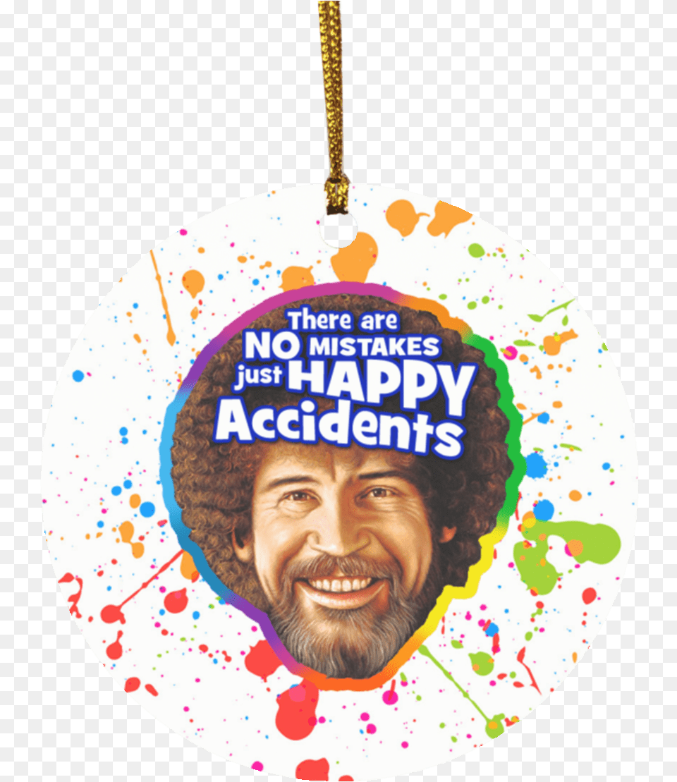 Bob Ross Christmas Ornament Multi Colour Splatter Background, Accessories, Necklace, Jewelry, Person Free Png Download