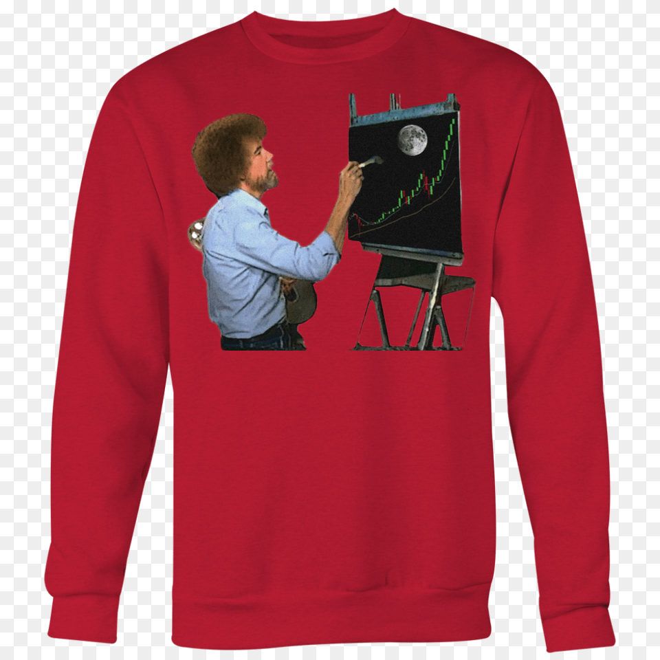 Bob Ross Crypto Night Painting Sweatshirt Cryptoapparel, Sweater, Knitwear, Clothing, Adult Free Transparent Png