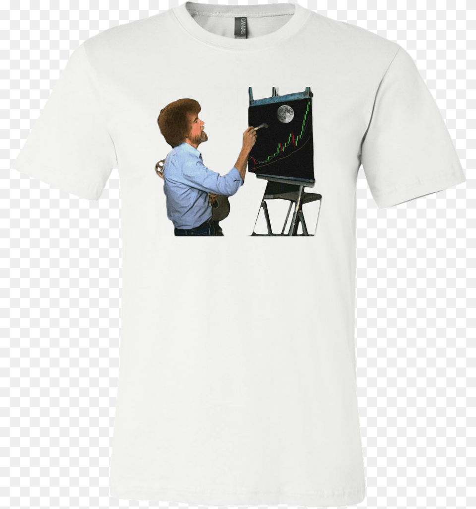 Bob Ross Crypto Night Painting T Shirt Shirt, Clothing, T-shirt, Adult, Male Free Png Download