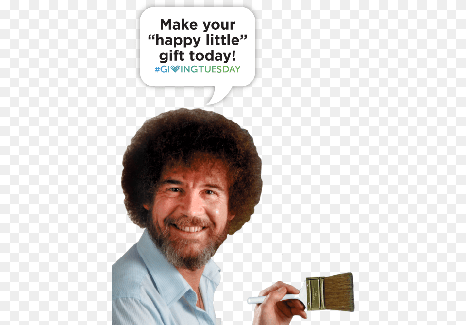 Bob Ross Holding A Paint Brush Saying Make Your Happy Bob Ross, Tool, Device, Face, Head Free Png
