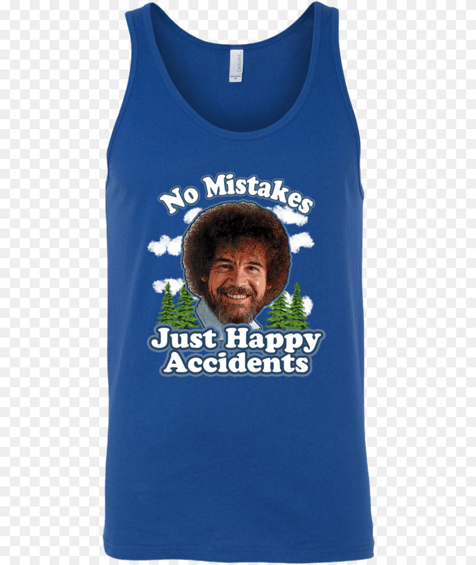 Bob Ross No Mistakes Just Happy Accidents Unisex Tank Shirt, Clothing, Tank Top, Adult, Male Png