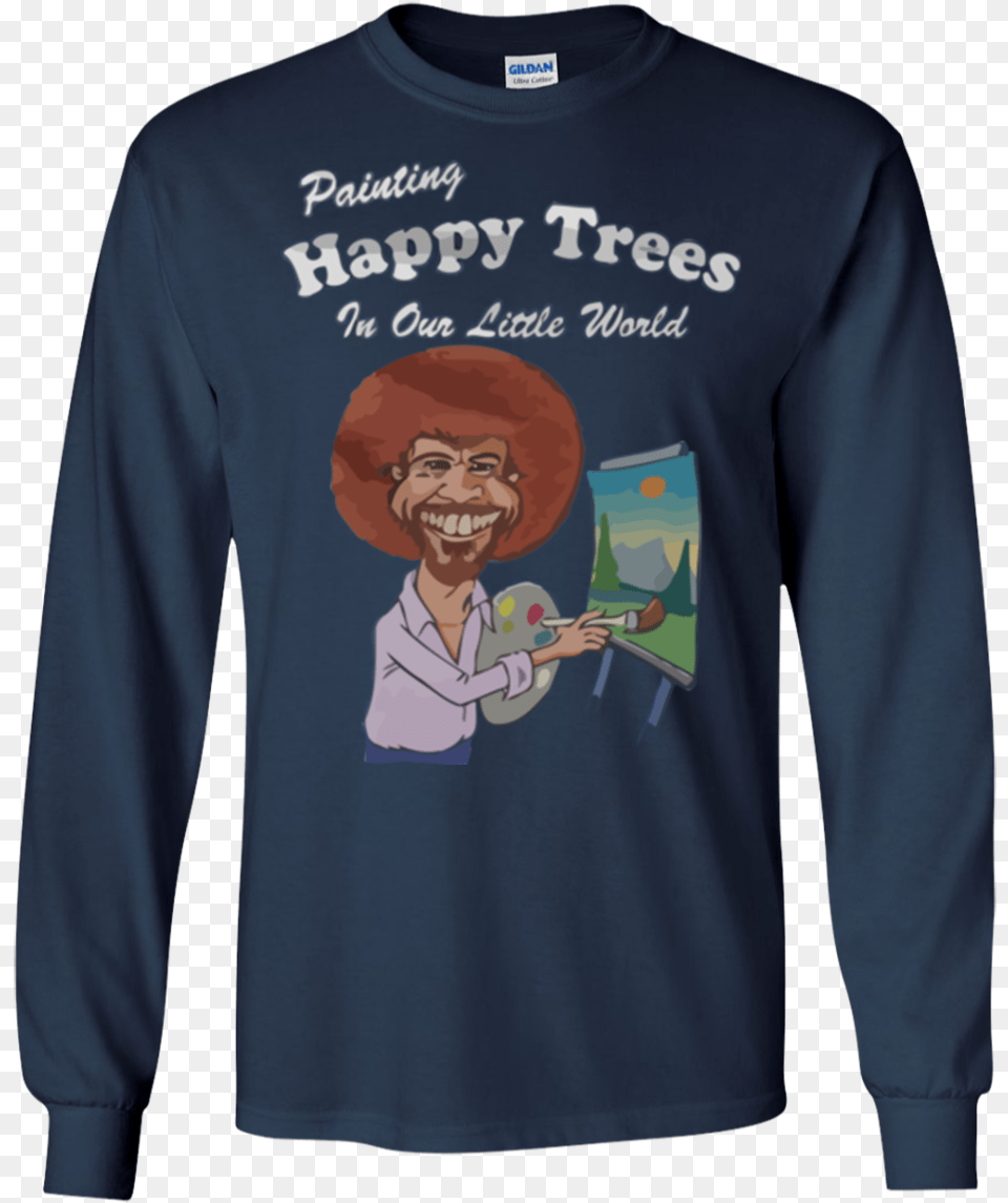 Bob Ross Shirts Painting Happy Trees Transparent Background, Clothing, Long Sleeve, Sleeve, T-shirt Png Image
