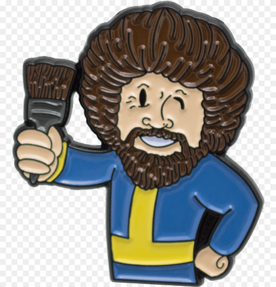 Bob Ross X Vault Boy Fallout Enamel Pin Vault Boy Bob Ross, Clothing, Glove, Tool, Brush Png Image