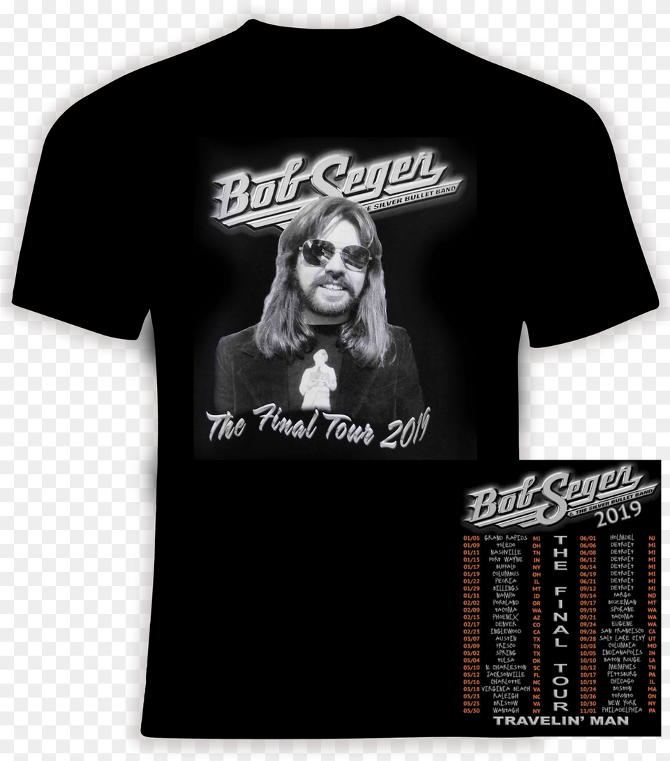 Bob Seger And The Silver Bullet Band 2019 Travelin Deep Purple Long Goodbye Tour T Shirt, T-shirt, Clothing, Adult, Person Free Transparent Png
