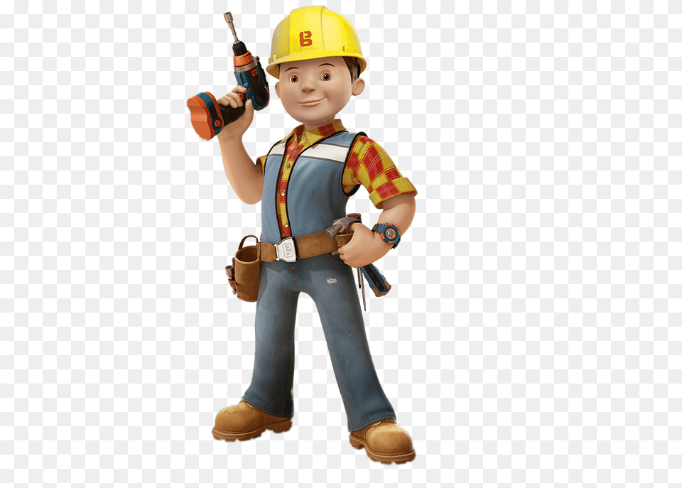 Bob The Builder Holding Tool, Worker, Clothing, Hardhat, Person Png Image