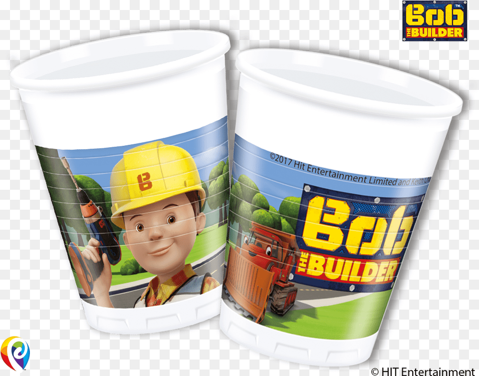 Bob The Builder Party Cup 8 Bicchieri In Plastica 20 Cl Bob Aggiustatutto, Baby, Person, Clothing, Helmet Free Transparent Png