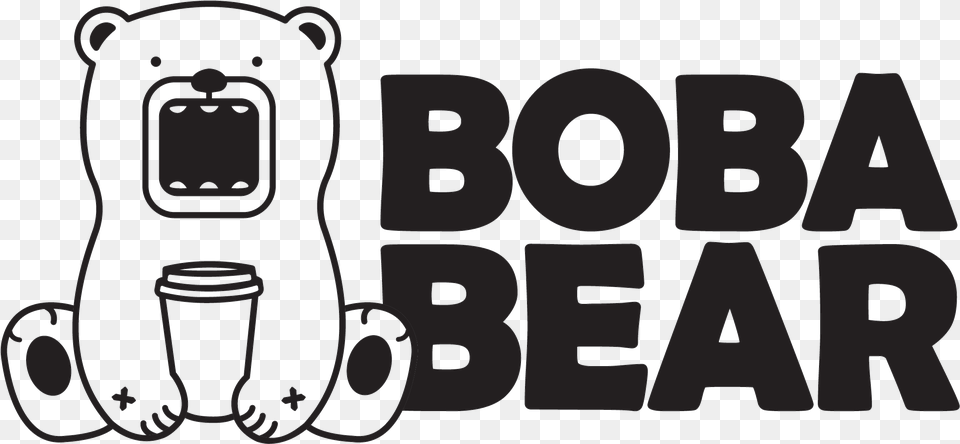 Boba Bear Cartoon, Text Png