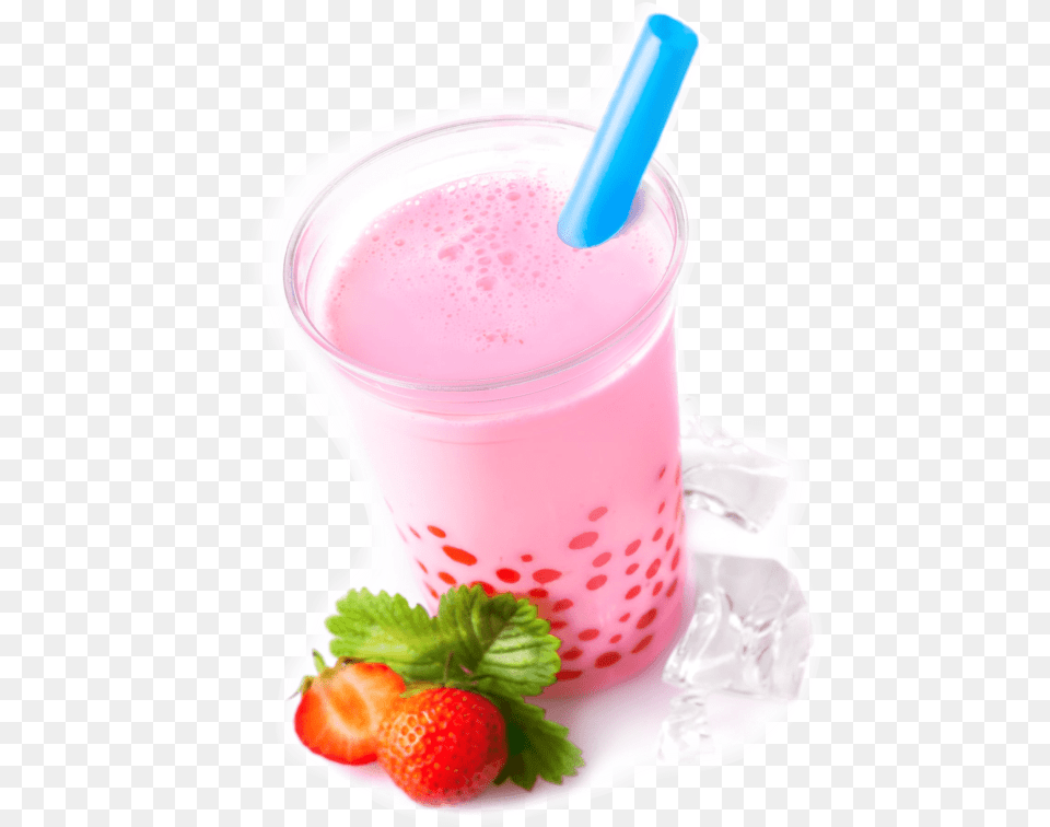 Boba Tea Blended Glass Of Frothy Strawberry Bubble Strawberry Bubble Tea, Beverage, Berry, Food, Fruit Free Transparent Png