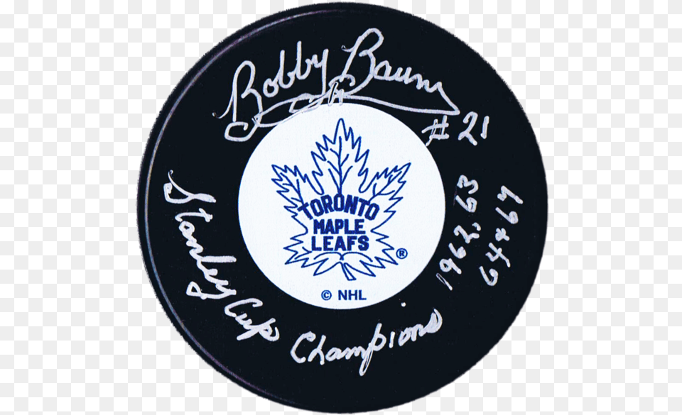Bobby Baun Autographed Toronto Maple Leafs Stanley Emblem, Head, Person, Face, Disk Free Png