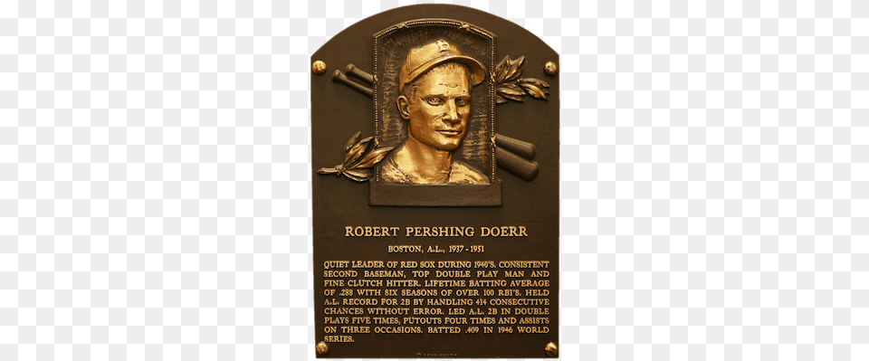 Bobby Doerr Was Part Of An Era Of Baseball Giants Baseball Hall Of Fame Joe Dimaggio, Bronze, Plaque, Adult, Male Png