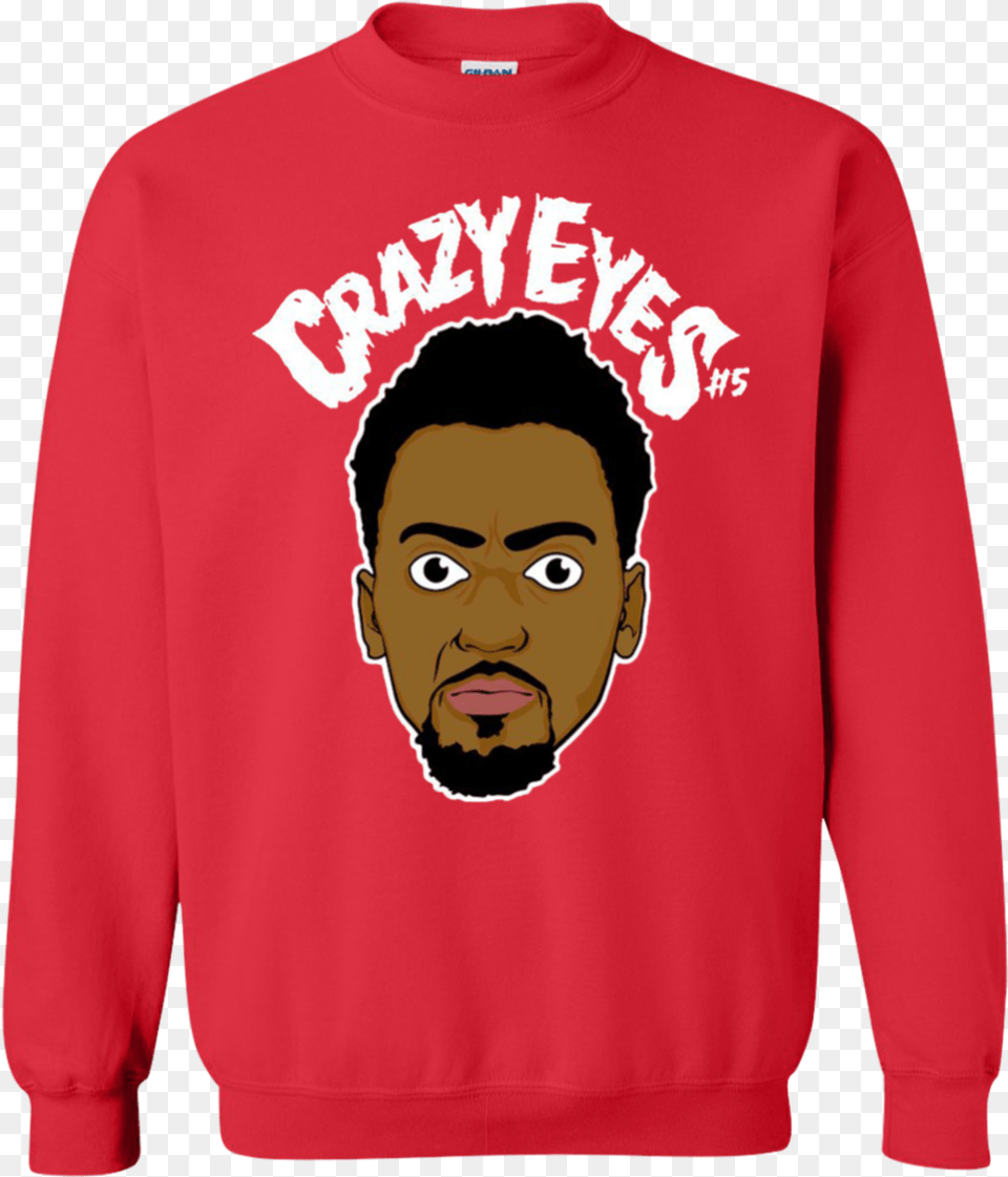 Bobby Portis Crazy Eyes Sweatshirt Sweater White Style Sweatshirt, Clothing, Hoodie, Knitwear, Sleeve Free Transparent Png