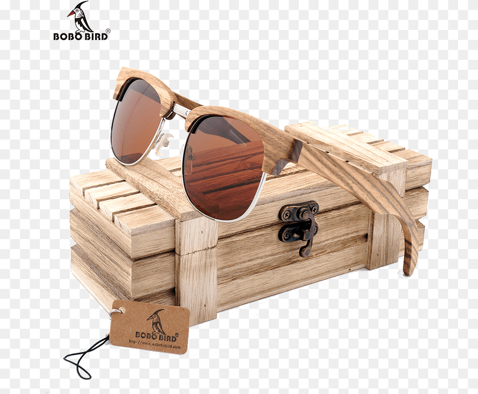 Bobo Bird Vintage Club Semi Rimless Wood Sunglasses Lunettes Bois, Accessories, Box, Glasses, Crate Free Png