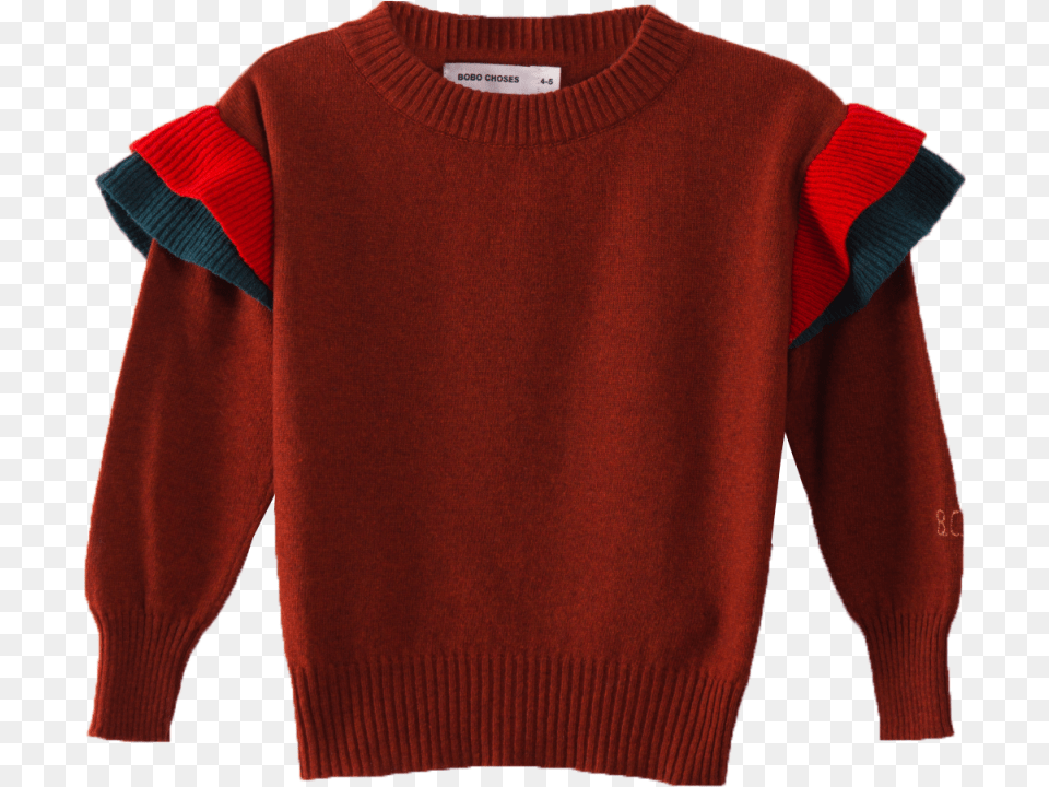 Bobo Choses Ruffles Knitted Jumper Dusty Cedar Sweater, Clothing, Knitwear, Sweatshirt, Hoodie Free Png Download