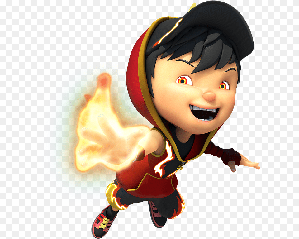 Boboiboy Fire Boboiboy Blaze And Ice Image Boboiboy Fire, Baby, Person, Face, Head Free Transparent Png