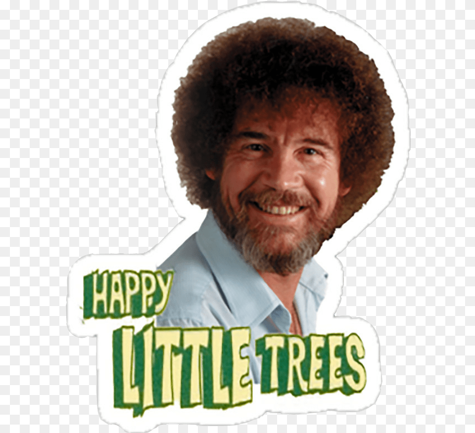 Bobross Sticker By M Bob Ross Happy Little Trees Quote, Adult, Photography, Person, Man Free Transparent Png