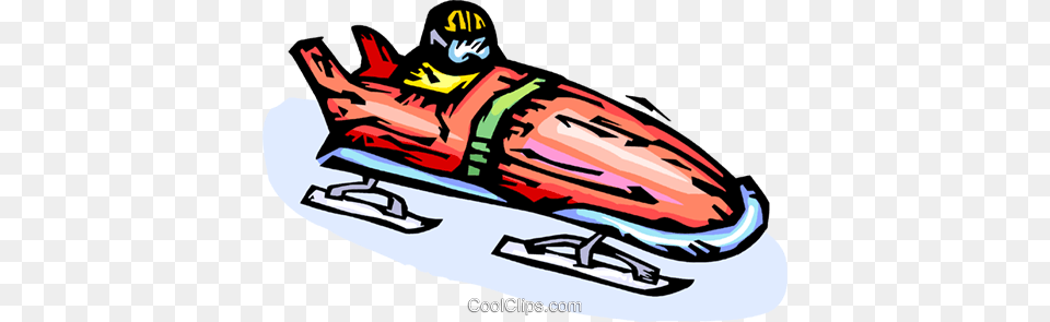 Bobsled Royalty Vector Clip Art Illustration, Sled, Device, Grass, Lawn Free Transparent Png