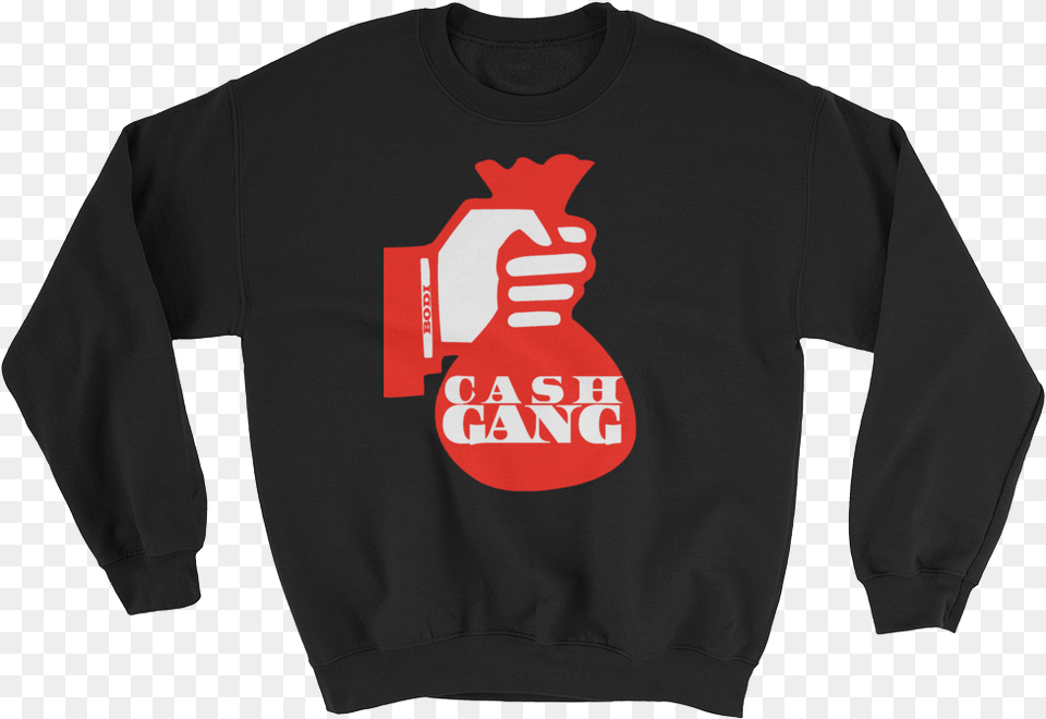Bodi Cash Gang Money Bag Crew Neck Sweatshirt Being Lydia Deetz Black Dress, Clothing, Knitwear, Long Sleeve, Sleeve Free Png