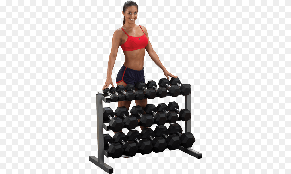 Body Solid Dumbell Rack Gdr363 Body Solid 3 Tier Dumbbell Rack, Adult, Woman, Female, Person Png Image