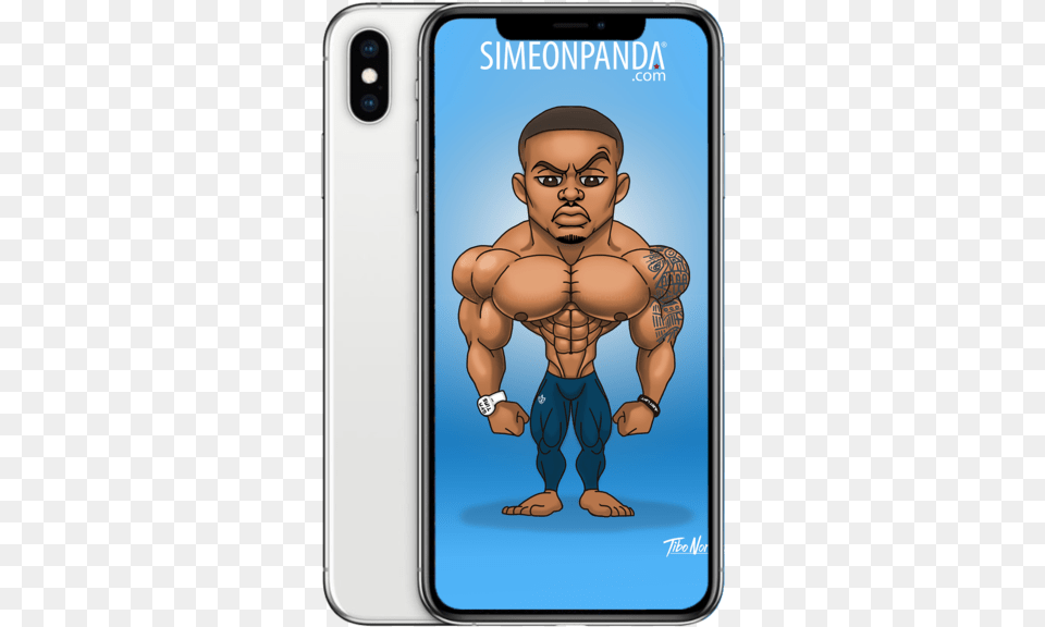Bodybuilder Cartoon, Electronics, Mobile Phone, Phone, Person Png Image