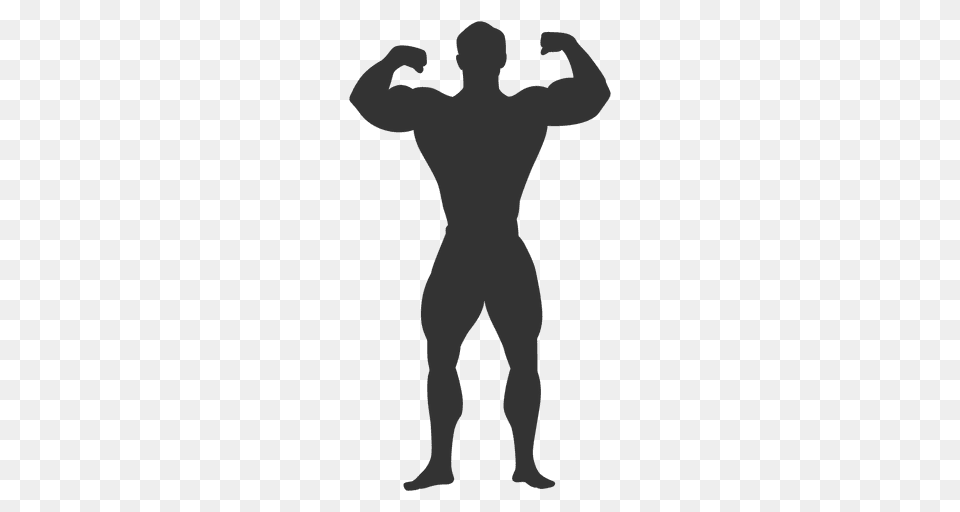 Bodybuilder Double Biceps Pose Silhouette, Adult, Male, Man, Person Png