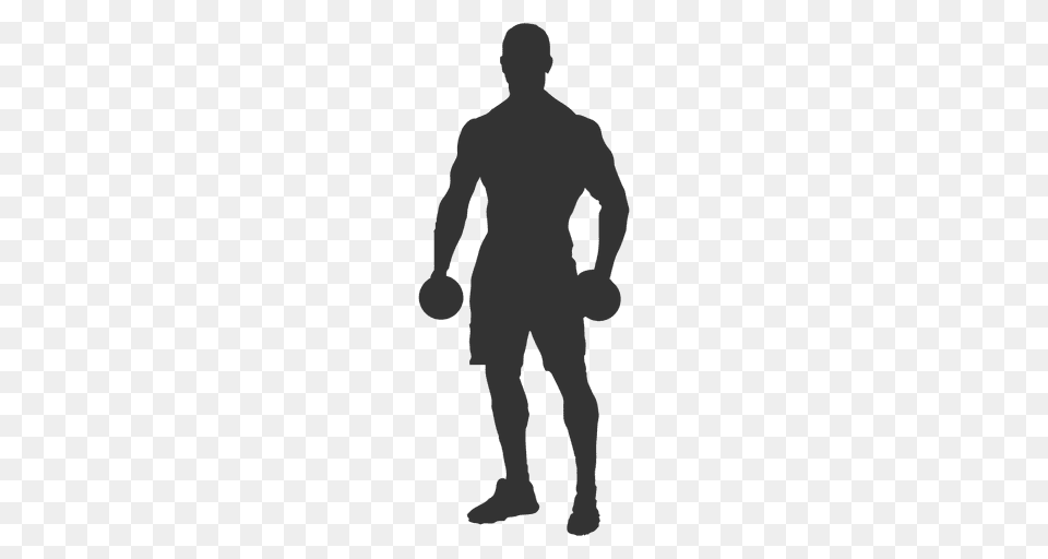 Bodybuilder Dumbbells Silhouette, Adult, Male, Man, Person Free Png