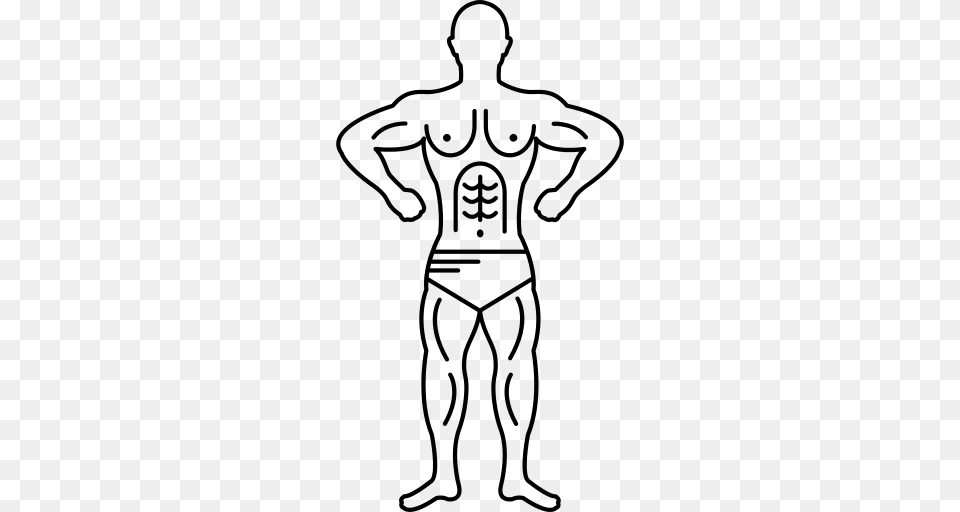 Bodybuilder Icon, Gray Free Png Download