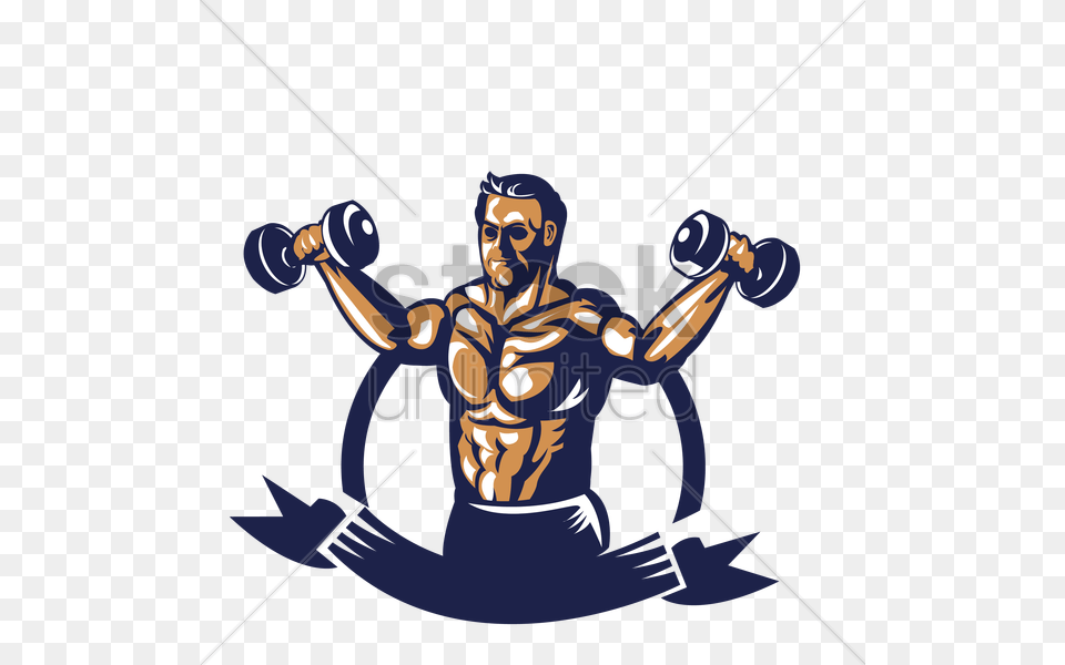 Bodybuilder Lifting Dumbbell Poster Vector Image, People, Person, Face, Head Free Transparent Png