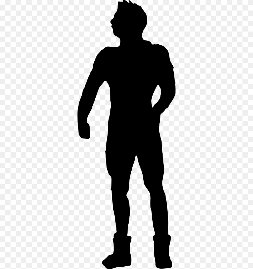 Bodybuilder Silhouette Man Wearing Cowboy Boots Silhouette, Gray Png Image
