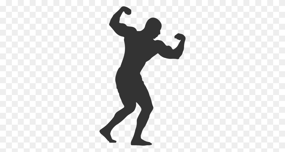 Bodybuilder Twisted Biceps Pose Silhouette, Person, Dancing, Leisure Activities, Head Png Image