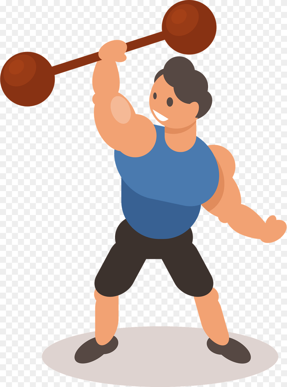 Bodybuilder With Barbell Clipart, Baby, Person, Face, Head Png Image