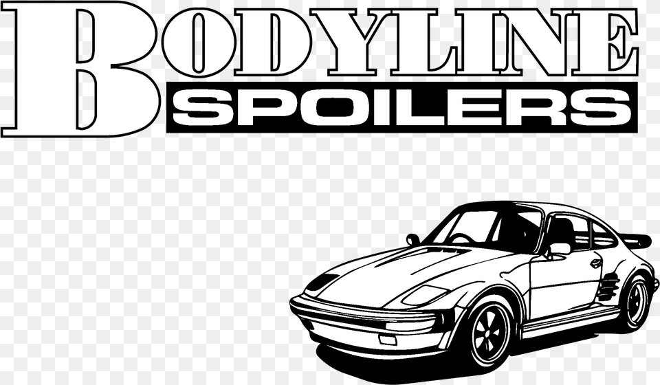 Bodyline Spoilers Logo Black And White Group A, Advertisement, Poster, Car, Transportation Free Png