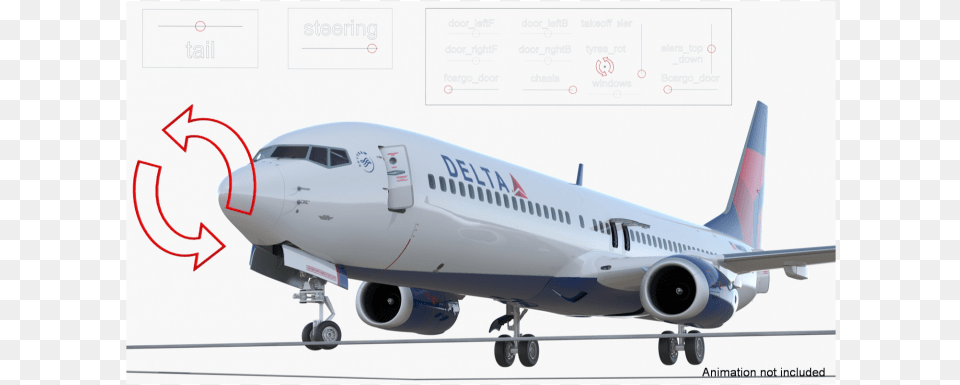 Boeing 737 900 Er Delta With Interior And Doors Rigged Boeing 737 Next Generation, Aircraft, Airliner, Airplane, Transportation Free Png Download