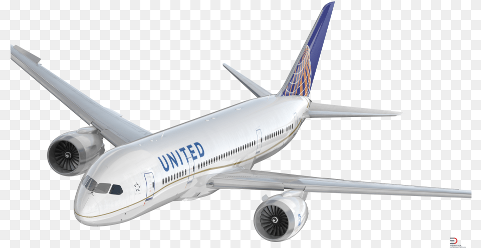 Boeing 787 3 United Airlines Rigged Royalty Free 3d Transparent United Airlines Airplane, Aircraft, Airliner, Flight, Transportation Png Image