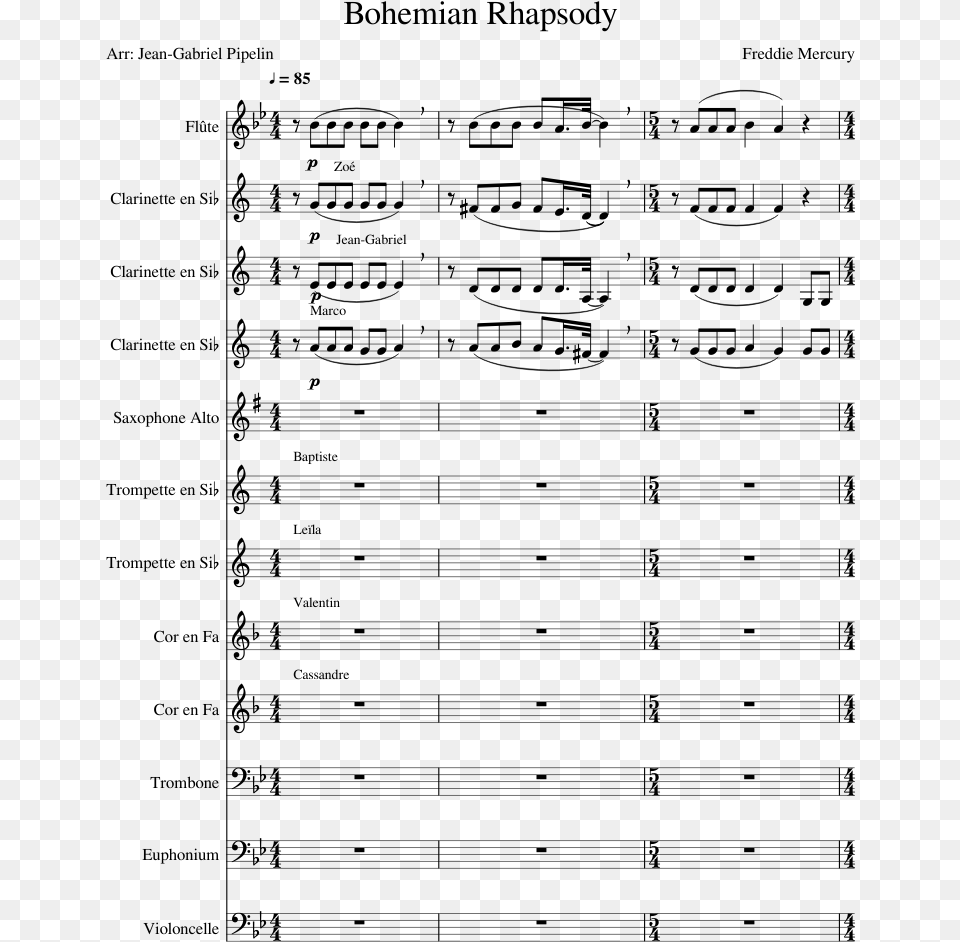 Bohemian Rhapsody Sheet Music Composed By Freddie Mercury Music, Gray Free Png