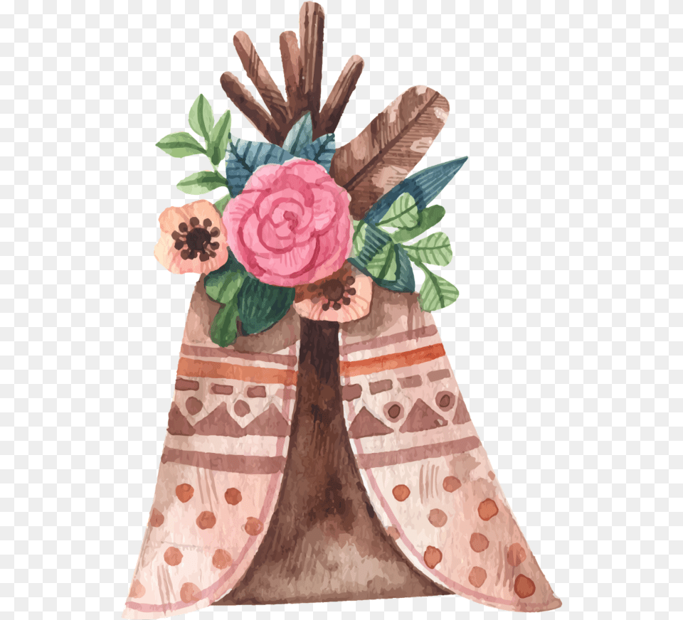 Boho Bohemian Design Sticker Teepee Teepee Clip Art Boho, Pattern, Plant, Flower, Flower Arrangement Free Transparent Png