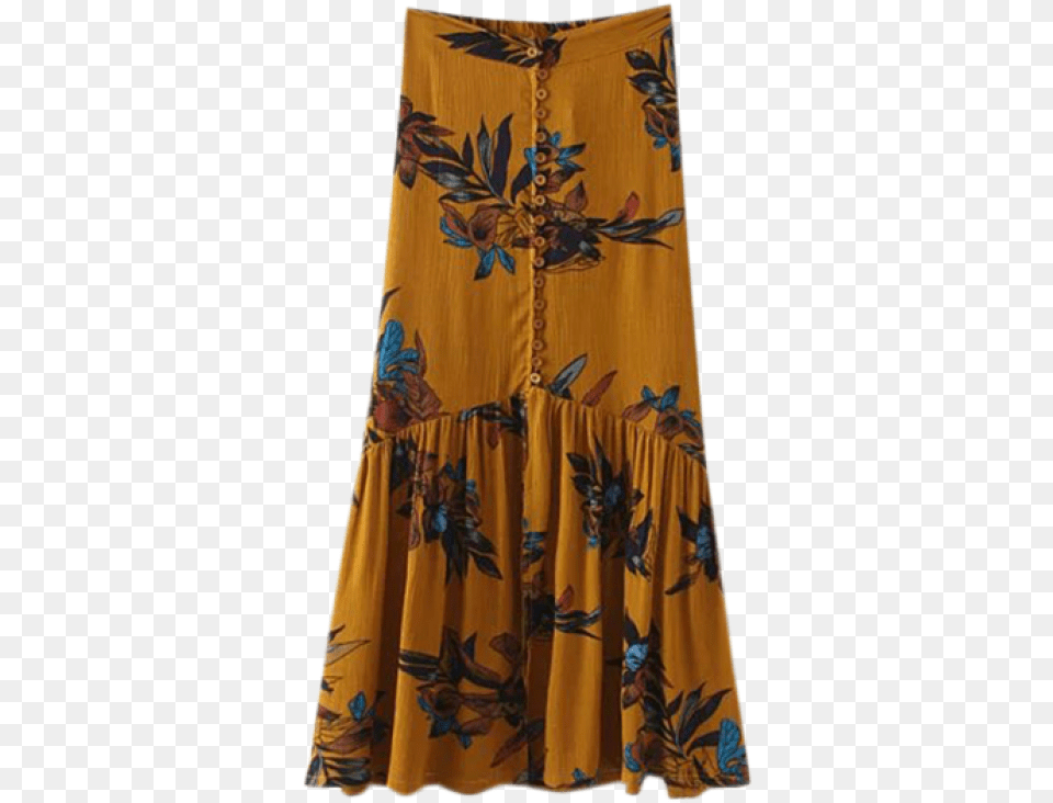 Boho Floral Single Breasted Maxi Skirt Boho Chic Skirt Yellow, Clothing, Dress, Adult, Female Free Transparent Png