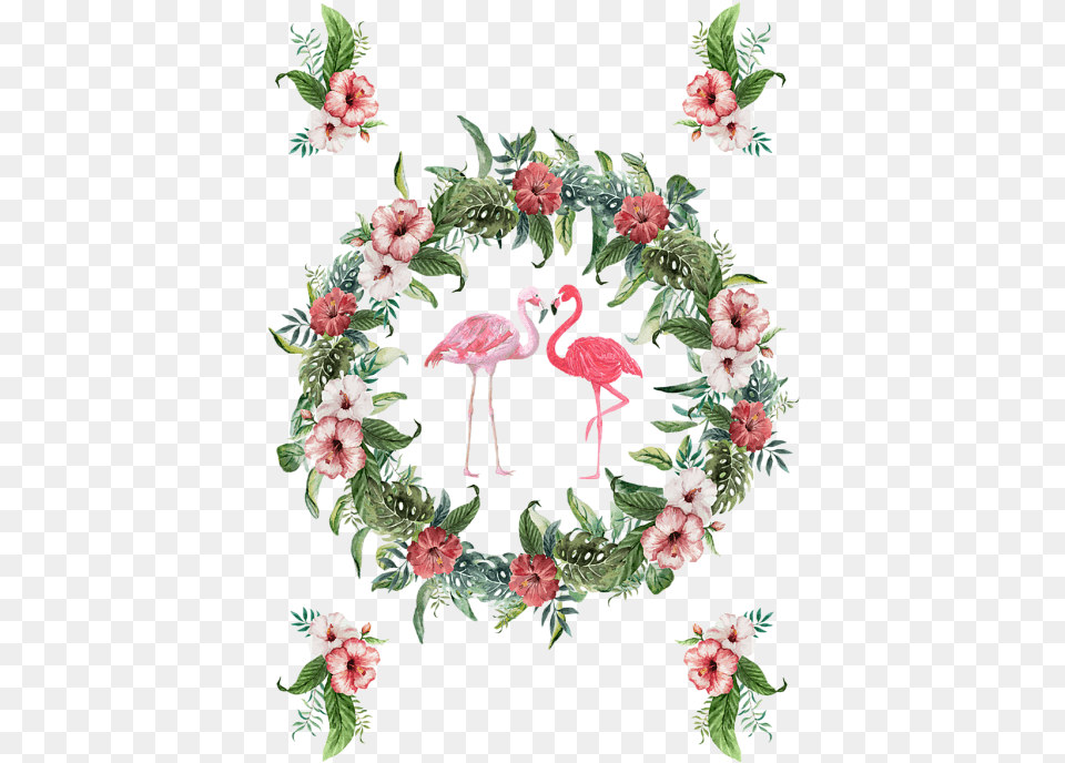 Boho Floral Tropical Wreath Flamingo Greeting Card Tropical Wreaths, Pattern, Plant, Animal, Bird Png
