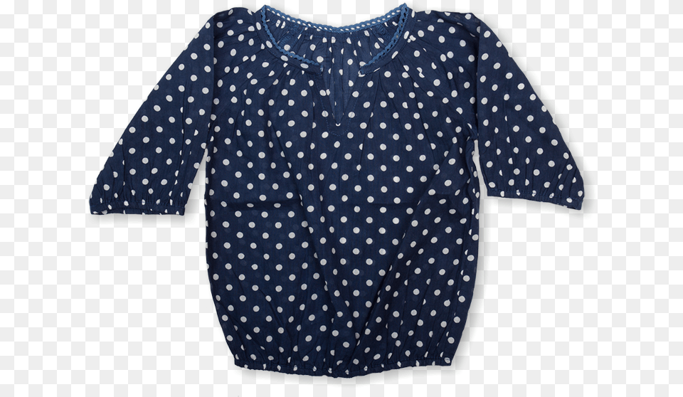 Boho Woven Top Navy With White Polka Dot Talerz Bolesawiec, Blouse, Clothing, Pattern, Polka Dot Free Png