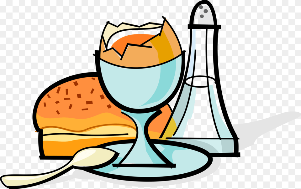 Boiled Egg With Salt Shaker And Muffin Breakfast, Cutlery, Glass, Fork, Spoon Png