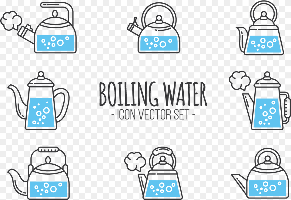 Boiling Water Icons Vector Boiling Water Blue, Cookware, Pot, Pottery, Electronics Free Png Download